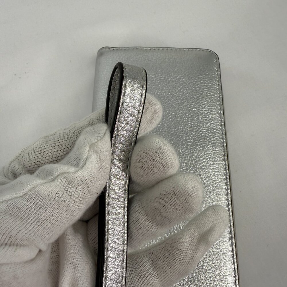 MK Michael Kors Jet Set Travel Continental Wristlet/Wallet Silver - Picture 8 of 9